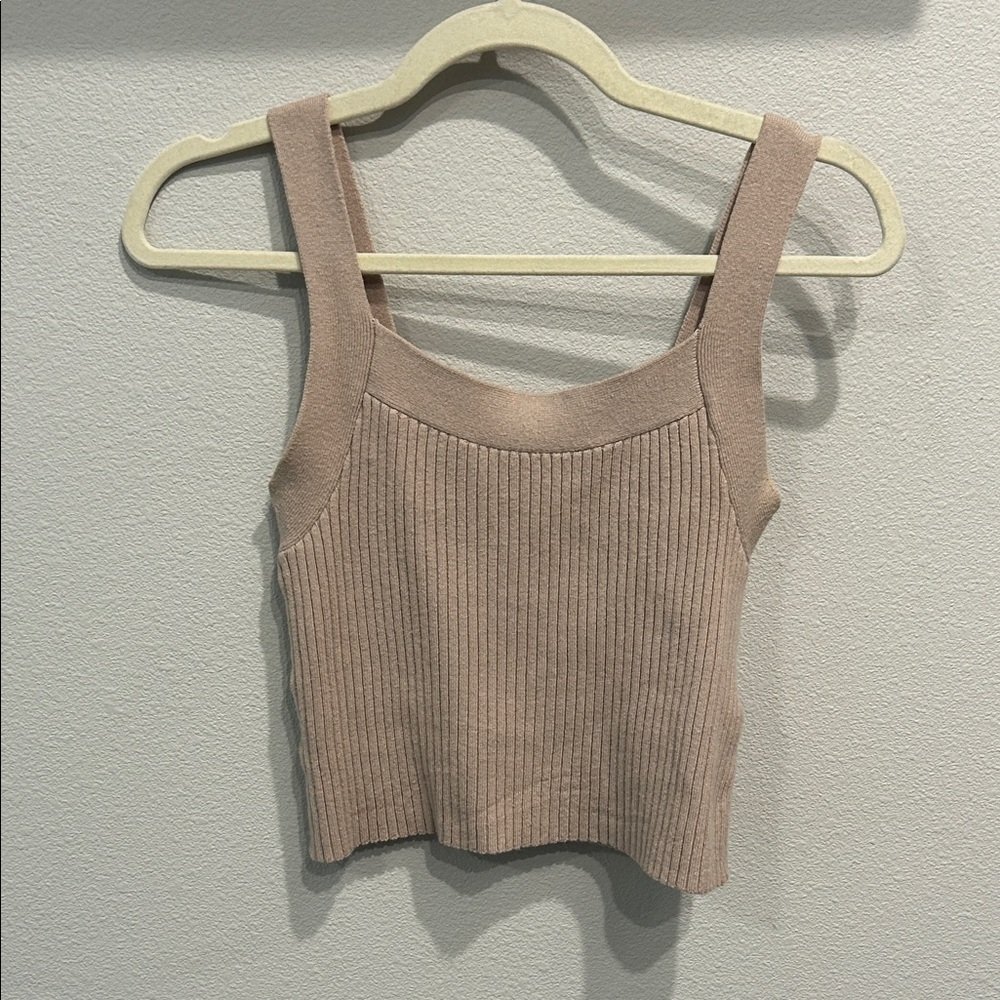 Abercrombie and Fitch Ribbed Knit Tan Crop Top